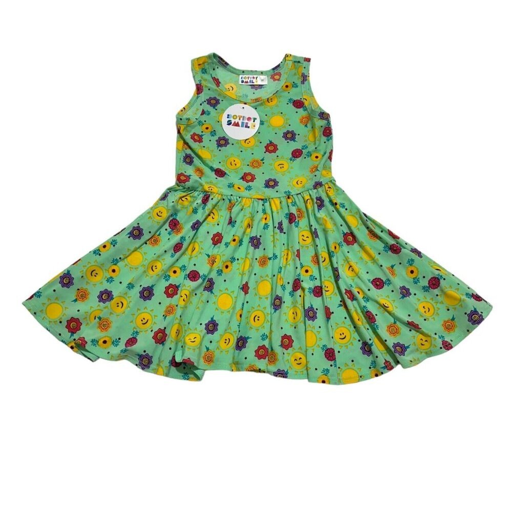 Dot Dot Smile Toddler 2T Mint Green Sun Floral Tank Dress Full Circle Skirt‎ NEW
